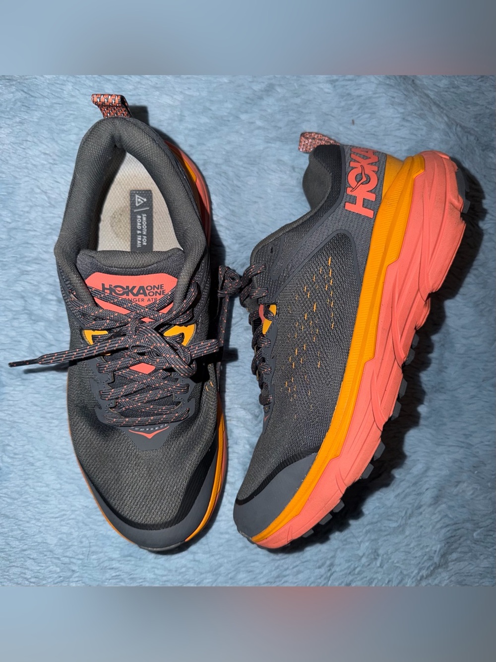 Hoka One One Women's Athletic Shoes - Black with Orange and Coral